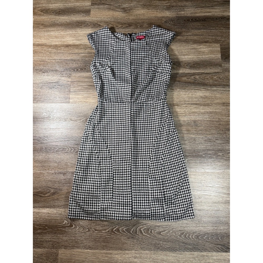 Merona Sheath Dress Black White Houndstooth Sleeveless Womens Size Small S/P